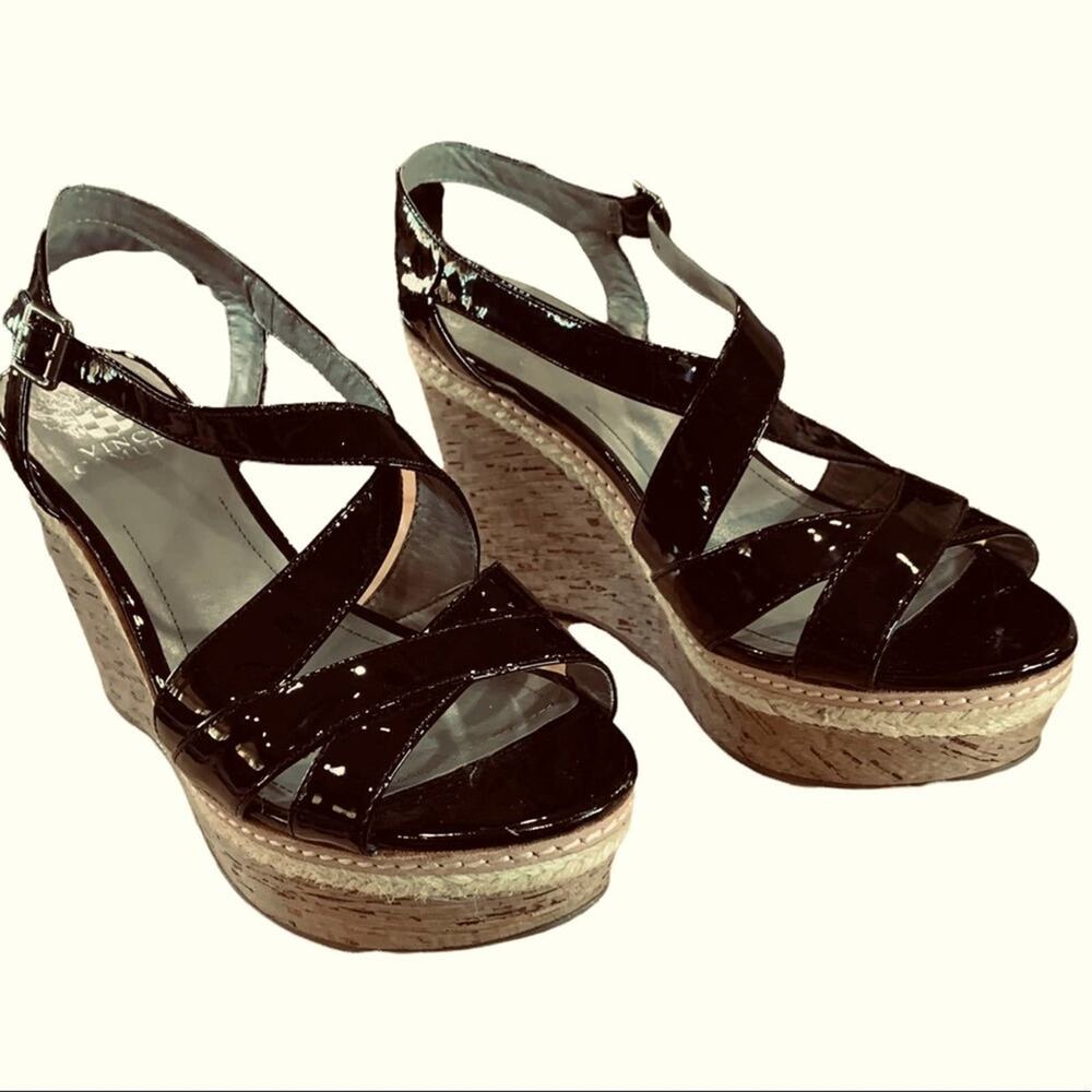 Vince camuto Rina patent leather shoe sandal‎  wedges size 7.5 by measurements - Picture 12 of 13